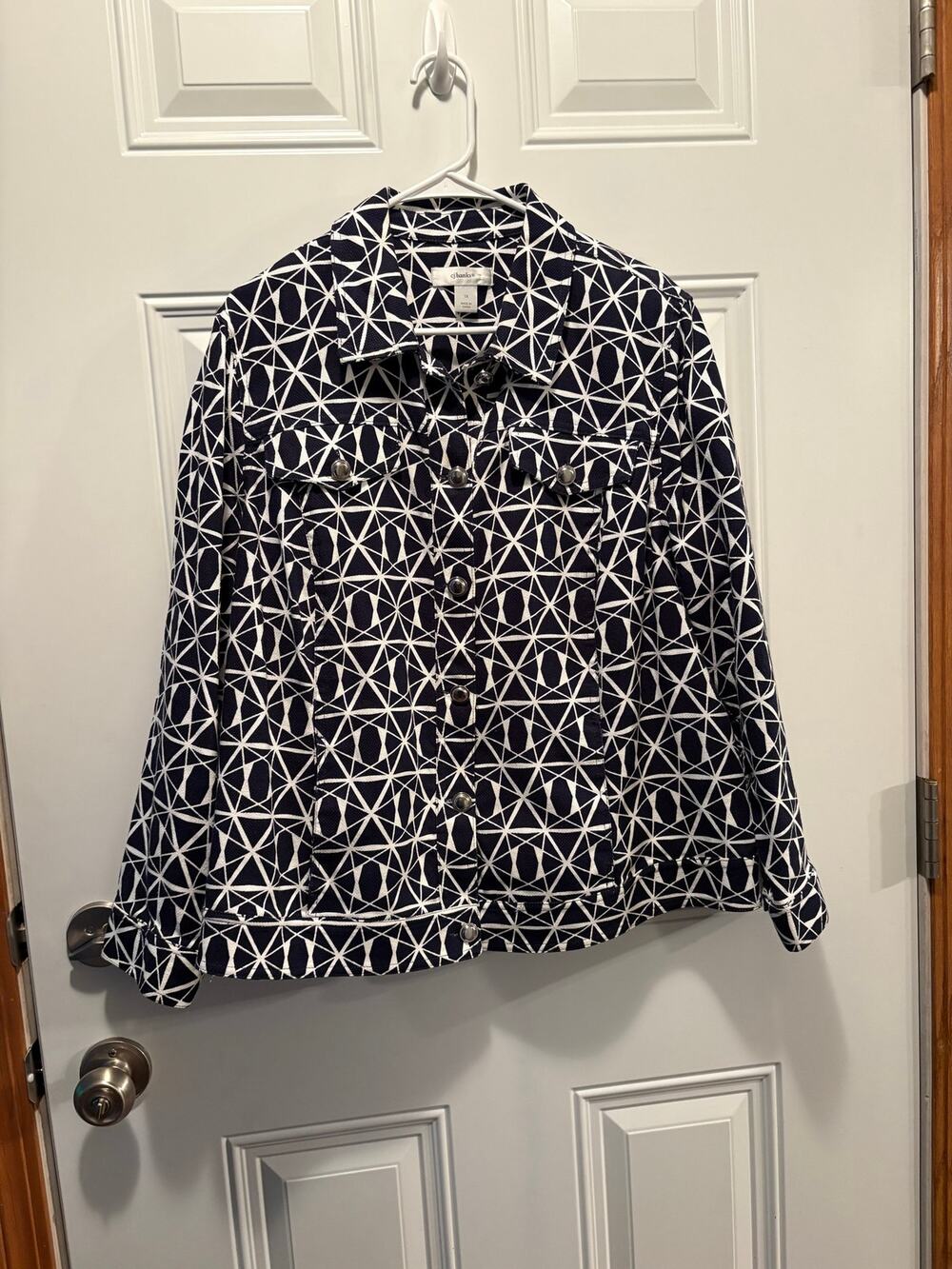 Christopher & Banks Jacket Woman’s Size 1X Black White Long Sleeve 100% Cotton